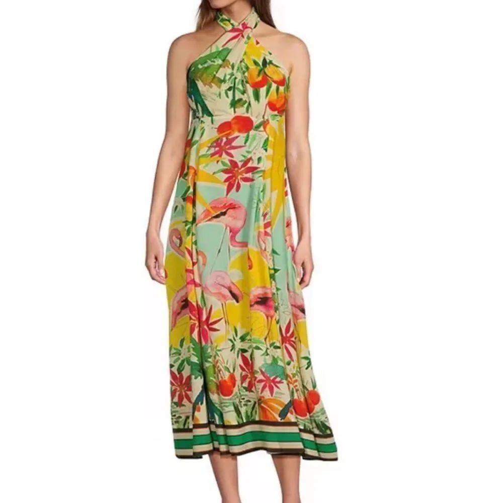Antonio Melani Alanna Tropical Linen Blend Halter A-
Line Dress
XX8